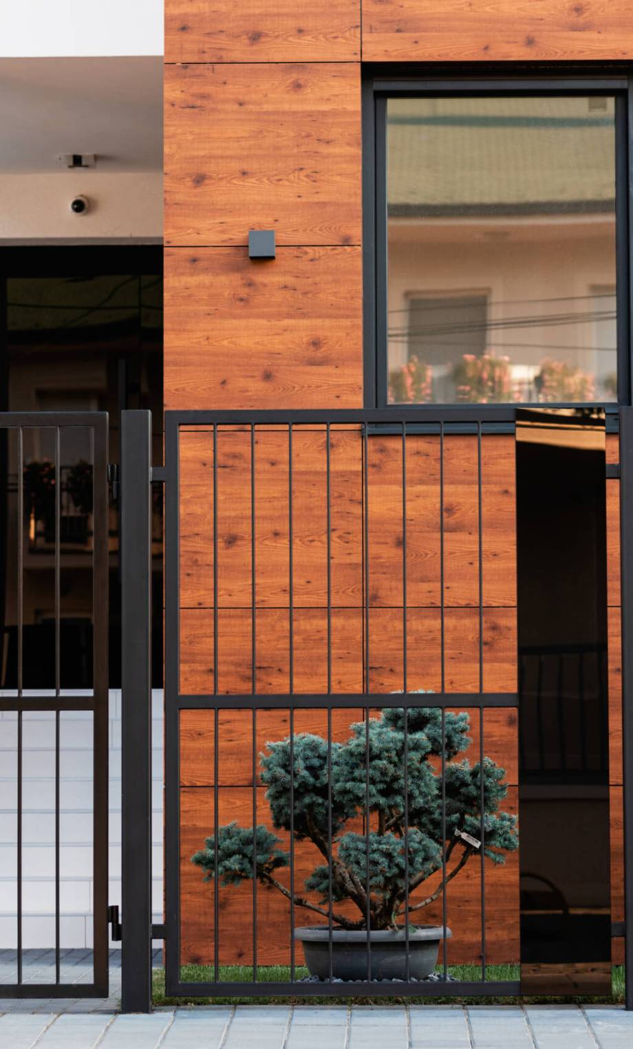 Exterior of modern residential building.